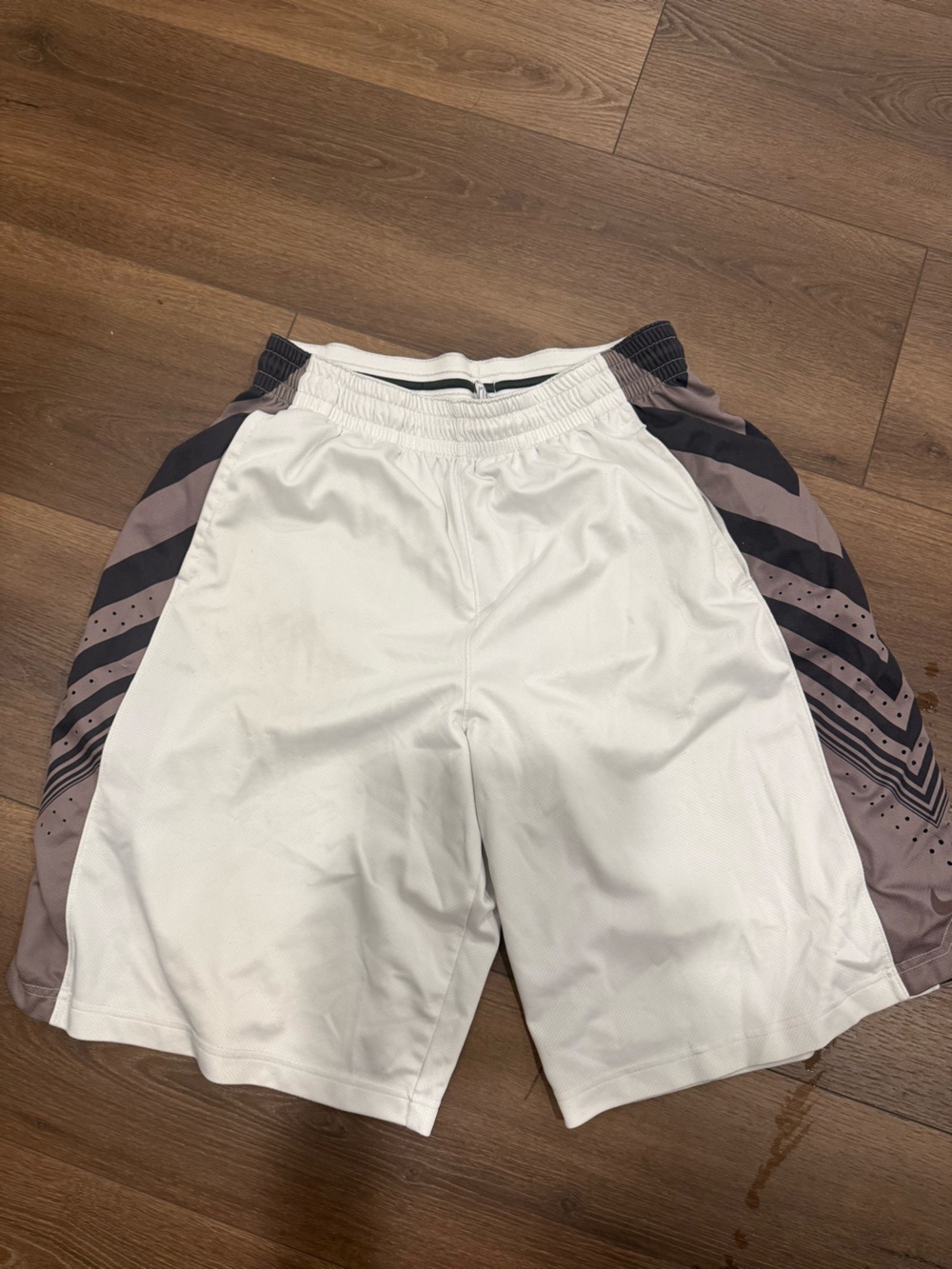 Nike White and Black Dri-Fit Athletic Shorts